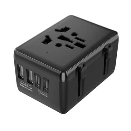 Techsuit - Προσαρμογέας Ταξιδιού (HHt204A) - 15W, 2xUSB-C, 2xUSB, EU, UK, AUS, US - Μαύρο