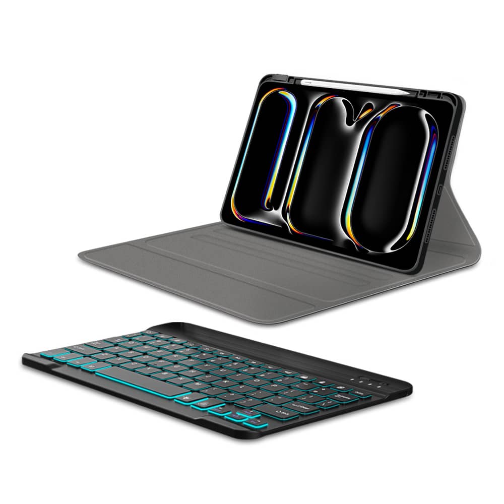 Techsuit - CozyTab Case (with Pencil Holder/RGB Wireless Magnetic Keyboard) - iPad Pro 11 (2024) - Black - Image 2