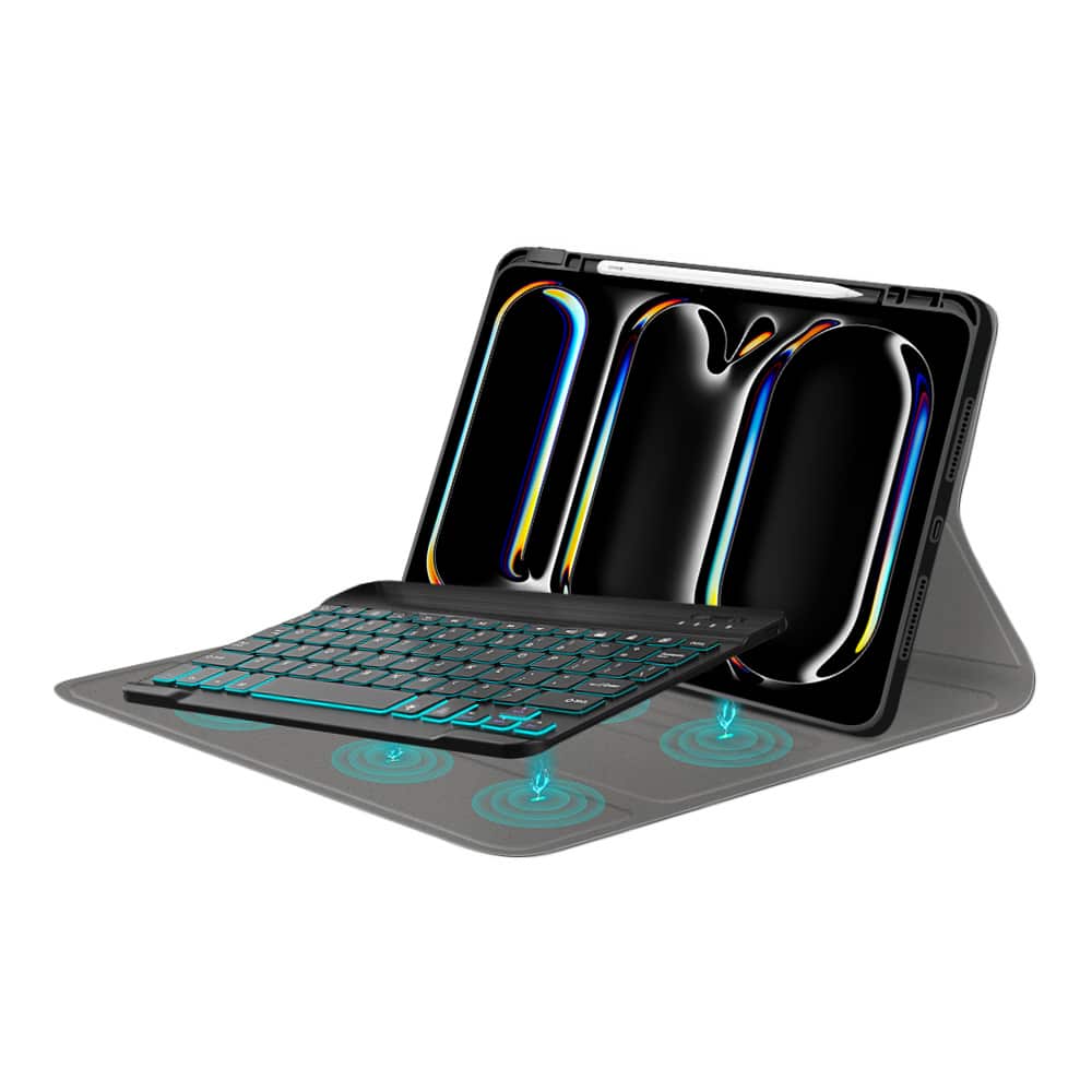 Techsuit - CozyTab Case (with Pencil Holder/RGB Wireless Magnetic Keyboard) - iPad Pro 11 (2024) - Black - Image 4