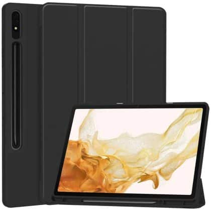 Techsuit - Flex Trifold (with Pencil Holder) - Samsung Galaxy Tab S7 Plus / S8 Plus - Black