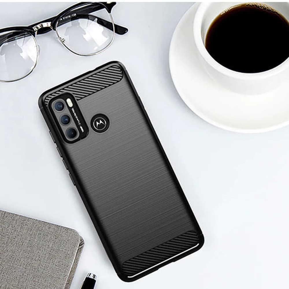 Techsuit Carbon Silicone - θήκη για Motorola Moto G60 - Μαύρο - Image 4