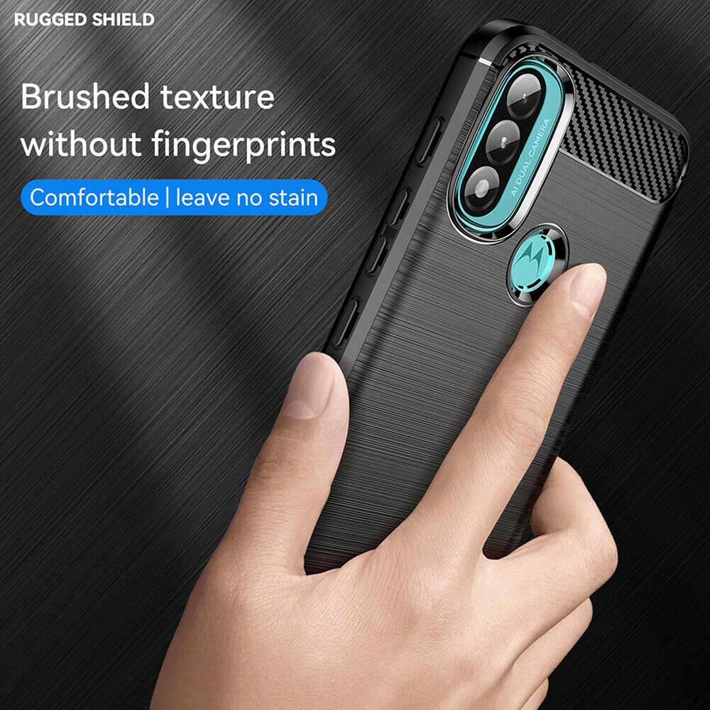Techsuit Carbon Silicone - θήκη για Motorola Moto E20 - Μαύρο - Image 4