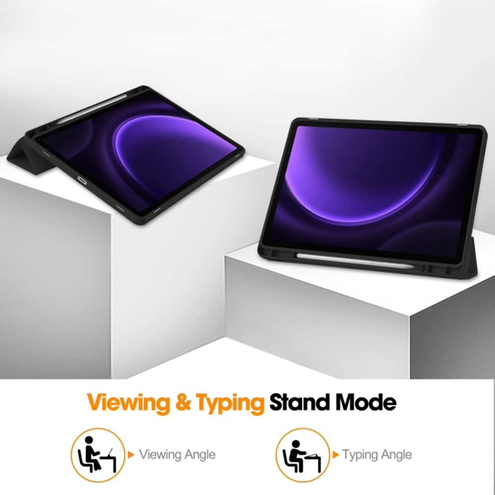 Techsuit - Flex Trifold (with Pencil Holder) - Samsung Galaxy Tab S9 / S9 FE / S10 FE - Black - Image 3