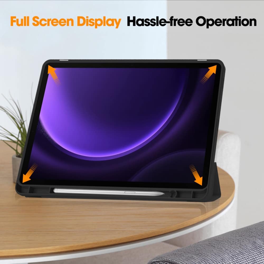 Techsuit - Flex Trifold (with Pencil Holder) - Samsung Galaxy Tab S9 / S9 FE / S10 FE - Black - Image 4