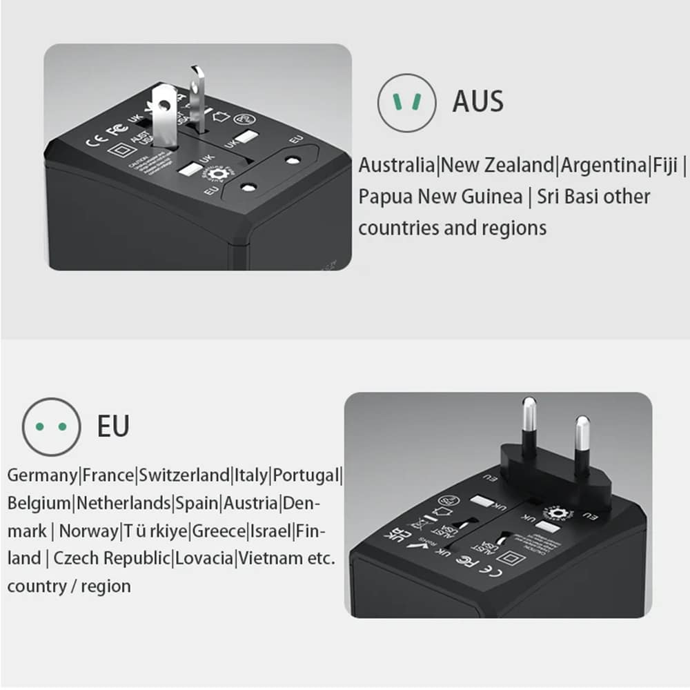 Techsuit - Προσαρμογέας Ταξιδιού (HHT904) - PD30W, 3 x USB, Type-C, EU, UK, AUS, US - Λευκό - Image 5