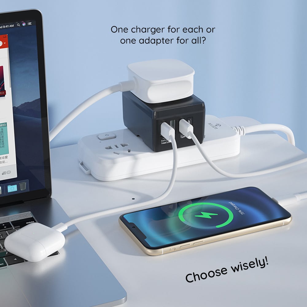 Techsuit - Προσαρμογέας Ταξιδιού (HHt204A) - 15W, 2xUSB-C, 2xUSB, EU, UK, AUS, US - Μαύρο - Image 5