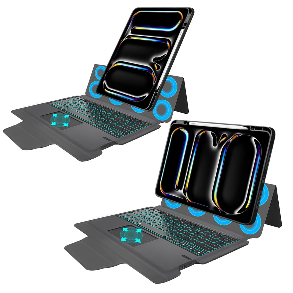 Techsuit - KeyTab Pro + Screen Protector (with RGB Wireless Keyboard/Stylus Pen Holder) - iPad Pro 13 (2024) - Black - Image 5