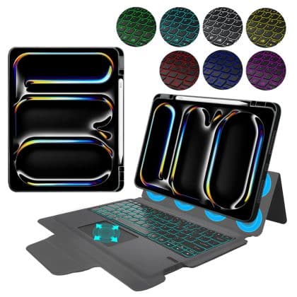 Techsuit - KeyTab Pro + Screen Protector (with RGB Wireless Keyboard/Stylus Pen Holder) - iPad Pro 13 (2024) - Black