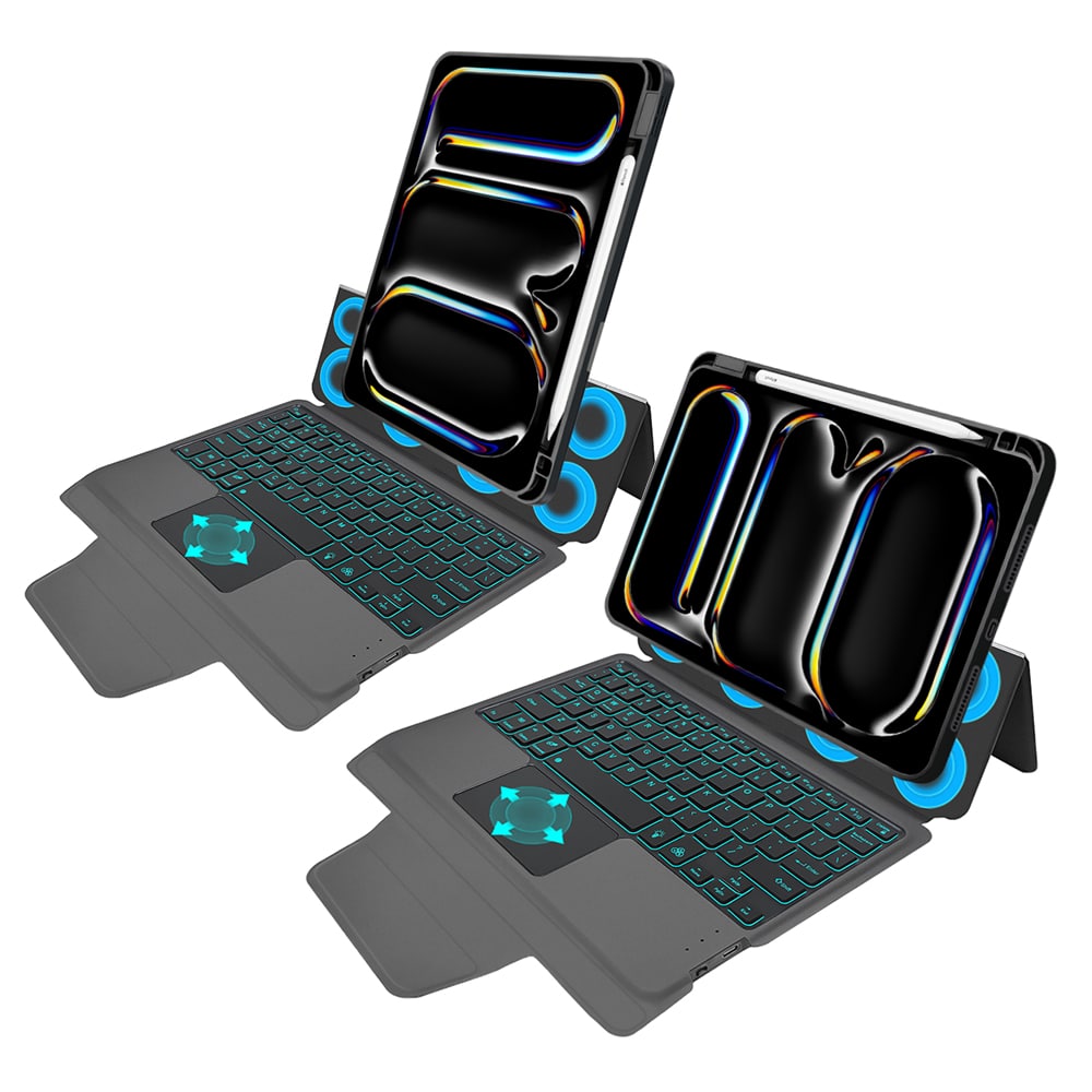 Techsuit - KeyTab Pro + Screen Protector (with RGB Wireless Keyboard/Stylus Pen Holder) - iPad Pro 11 (2024) - Black - Image 2