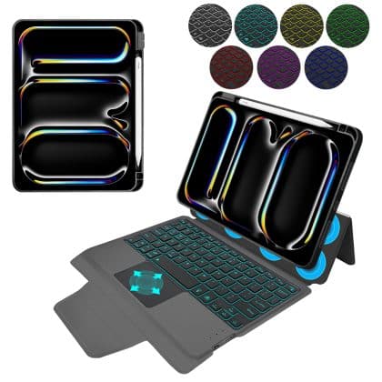 Techsuit - KeyTab Pro + Screen Protector (with RGB Wireless Keyboard/Stylus Pen Holder) - iPad Pro 11 (2024) - Black