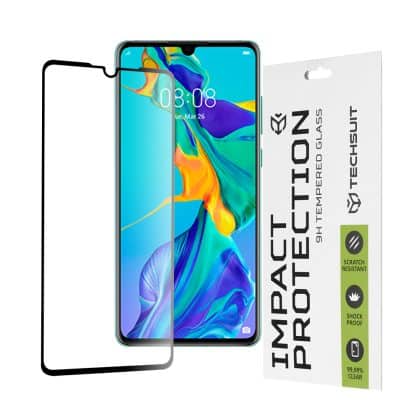 Techsuit - 111D Πλήρης Κάλυψη / Full Glue Γυαλί - Huawei P30 - Μαύρο