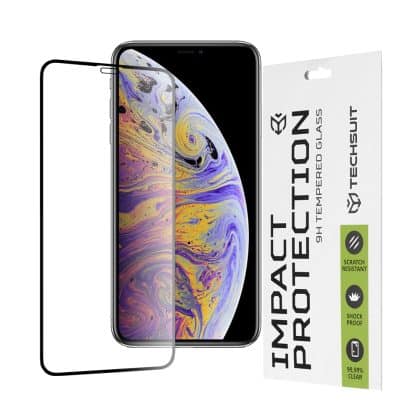 Techsuit - 111D Πλήρης Κάλυψη / Full Glue Γυαλί - iPhone XS Max / 11 Pro Max - Μαύρο