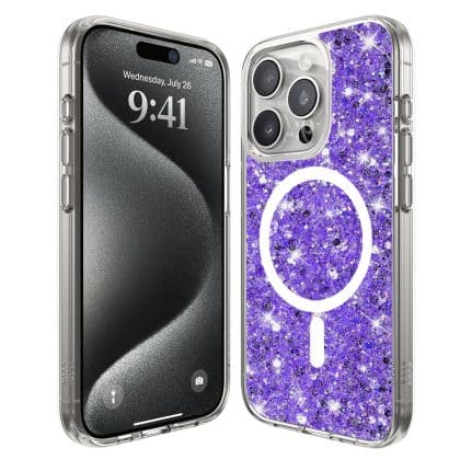 Techsuit Sparkly Glitter MagSafe - θήκη για Apple iPhone 15 Pro - Μωβ