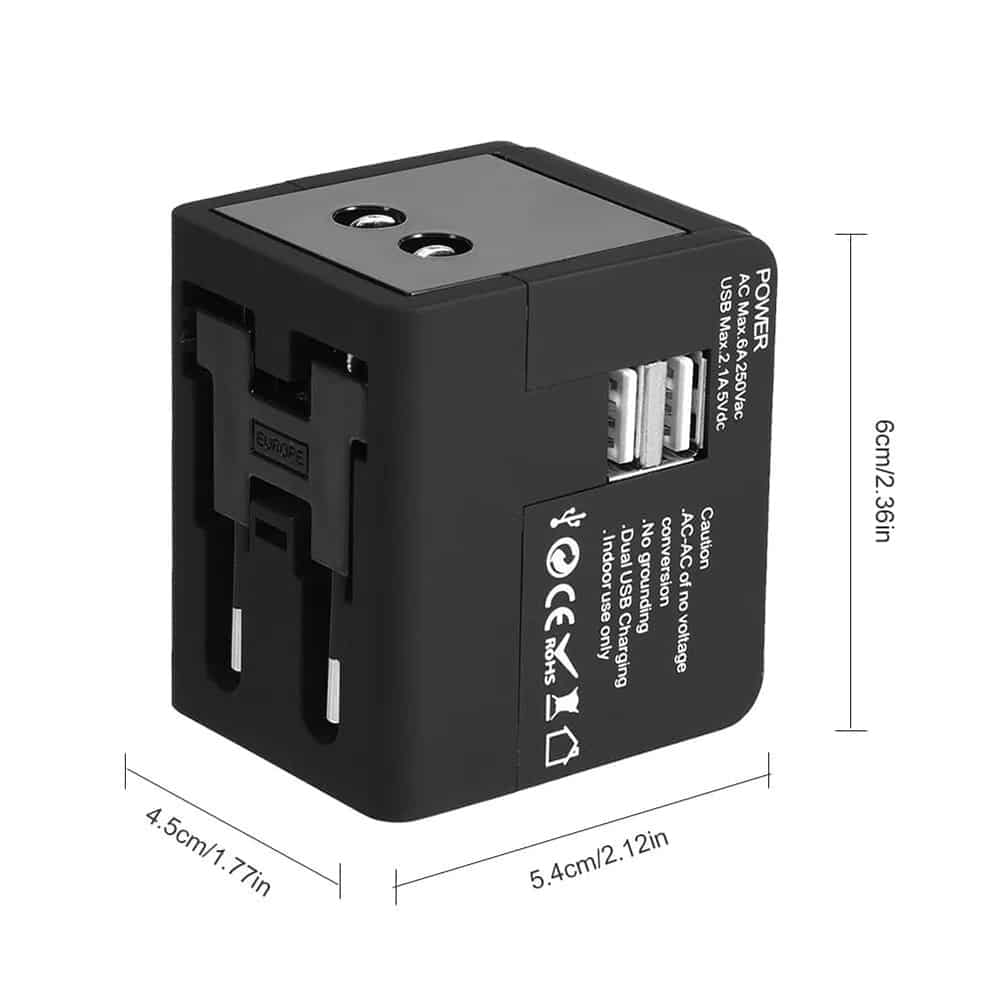 Techsuit - Προσαρμογέας Ταξιδιού (HHT148) - PD20W, QC, USB, Type-C, EU, UK, AUS, US - Μαύρο - Image 6