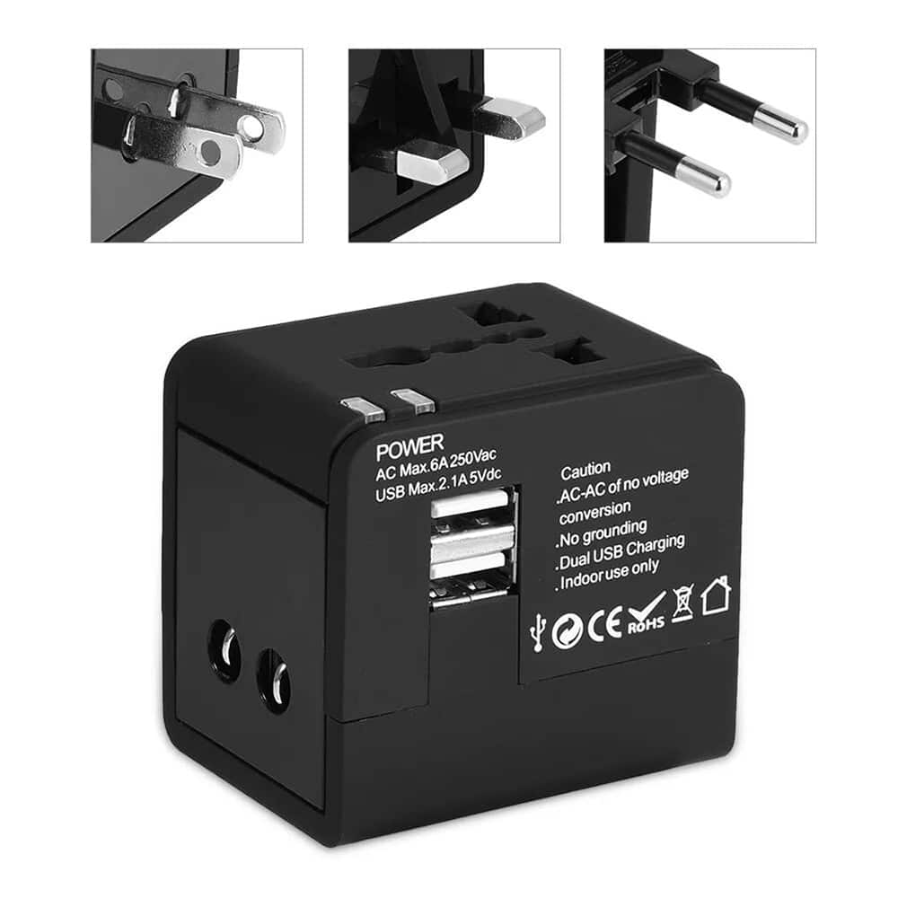 Techsuit - Προσαρμογέας Ταξιδιού (HHT148) - PD20W, QC, USB, Type-C, EU, UK, AUS, US - Μαύρο - Image 5