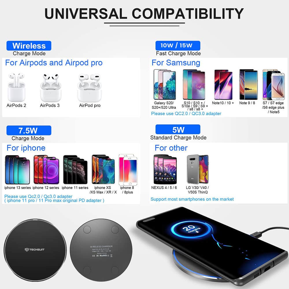 Techsuit - Ασύρματος Φορτιστής Premium (CHWR031) - RGB Χρώματα, 15W - Λευκό - Image 5