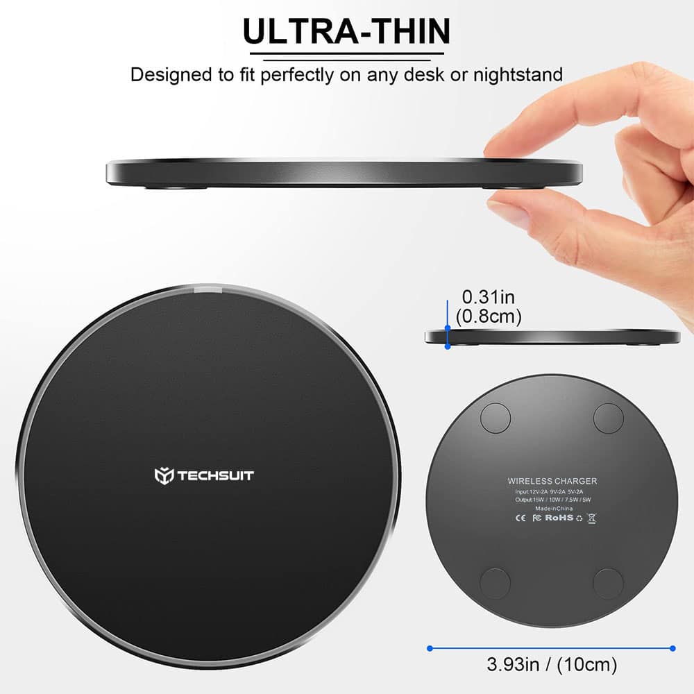 Techsuit - Ασύρματος Φορτιστής Premium (CHWR031) - RGB Χρώματα, 15W - Μαύρο - Image 6
