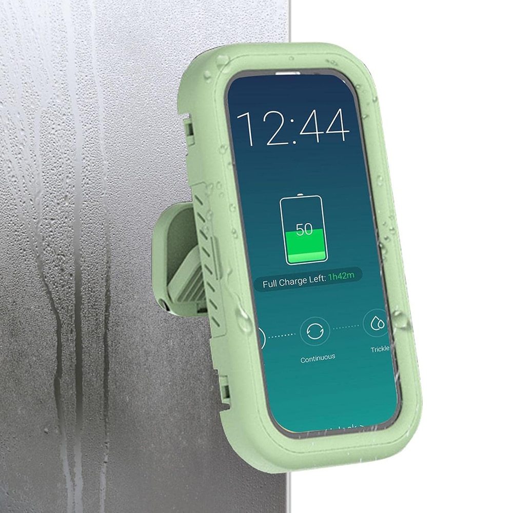 Techsuit - Phone Holder (LC-999) - Wall Box Case, Anti-Fog, Retractable, Adjustable, Waterproof, for 4-7inch Phones - Gold Green - Image 4