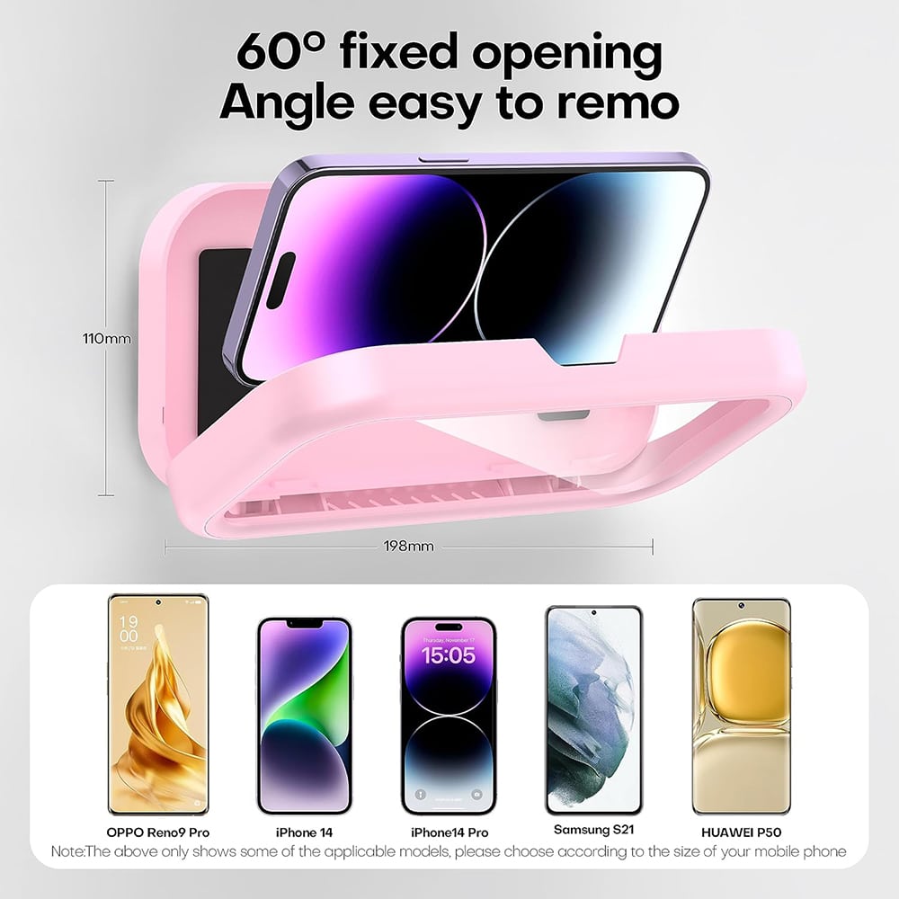 Techsuit - Phone Holder (LC-999) - Wall Box Case, Anti-Fog, Retractable, Adjustable, Waterproof, for 4-7inch Phones - Gold Pink - Image 3