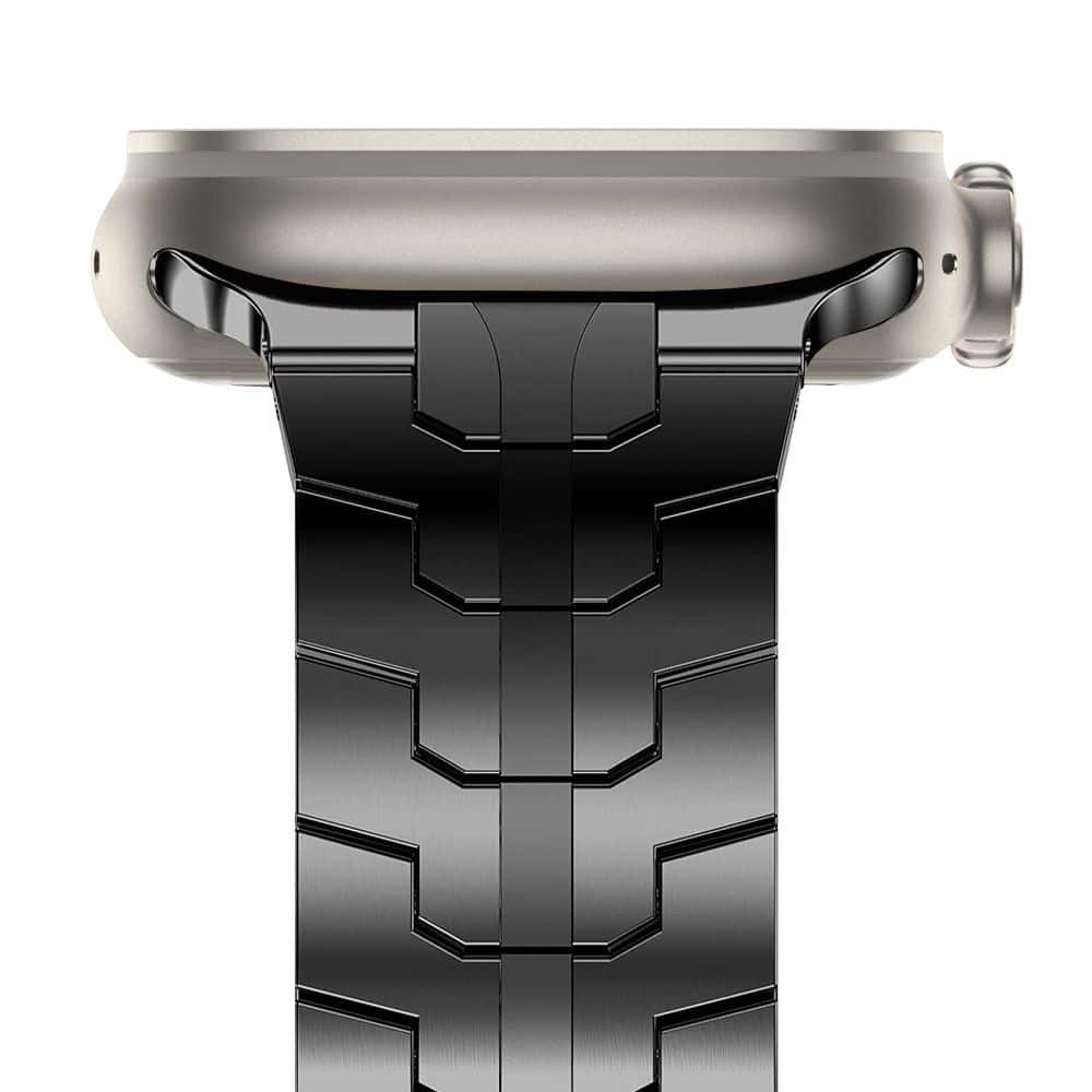 Techsuit - Watchband (W063) - Apple Watch 1/2/3/4/5/6/7/8/9/10/SE/SE 2/Ultra/Ultra 2 (42/44/45/46/49mm) - Black Orange - Image 3