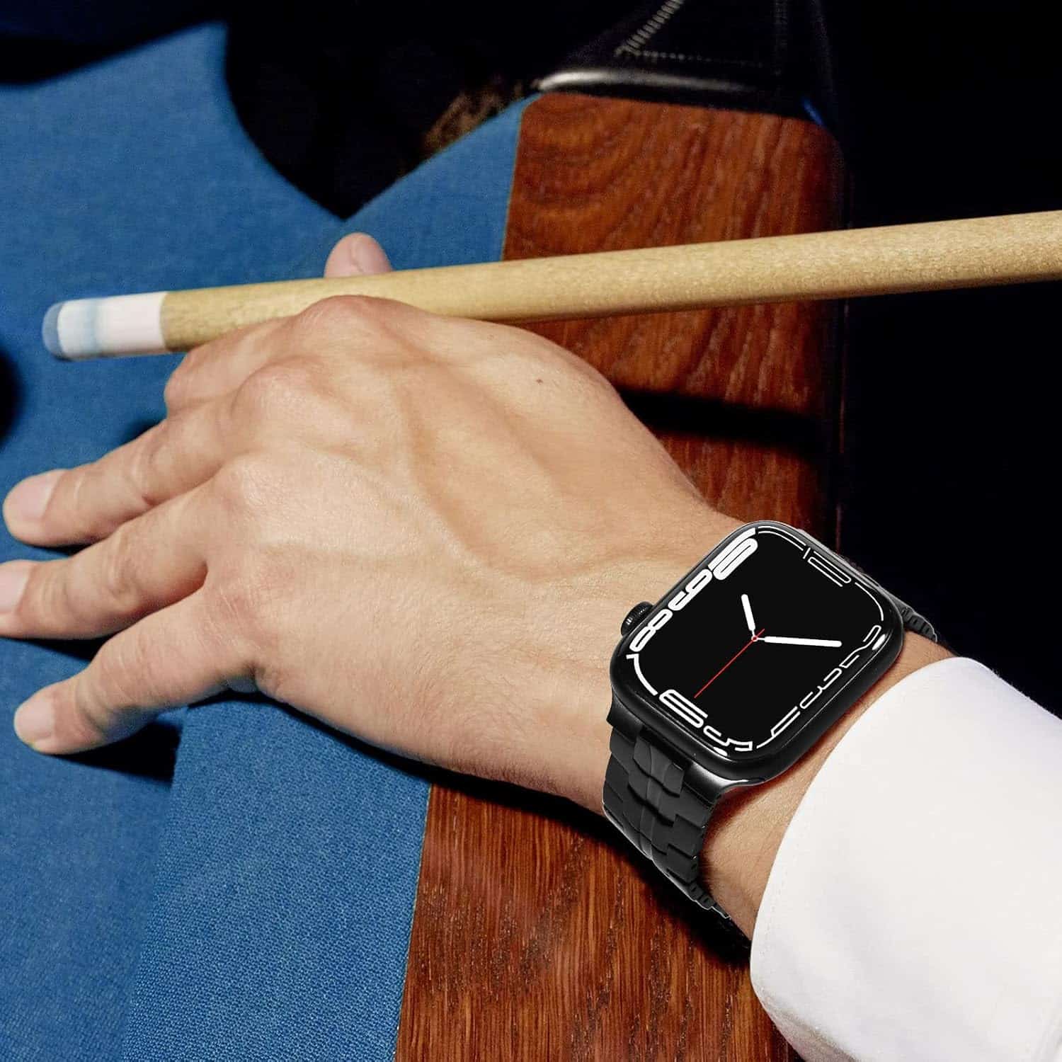 Techsuit - Watchband (W063) - Apple Watch 1/2/3/4/5/6/7/8/9/10/SE/SE 2/Ultra/Ultra 2 (42/44/45/46/49mm) - Black Orange - Image 5