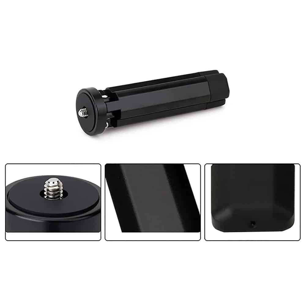 Techsuit - Mini Tripod (TPD2) - for Selfie Sticks, Universal, with 1/4 inch Screw, Aluminum Alloy - Black - Image 2