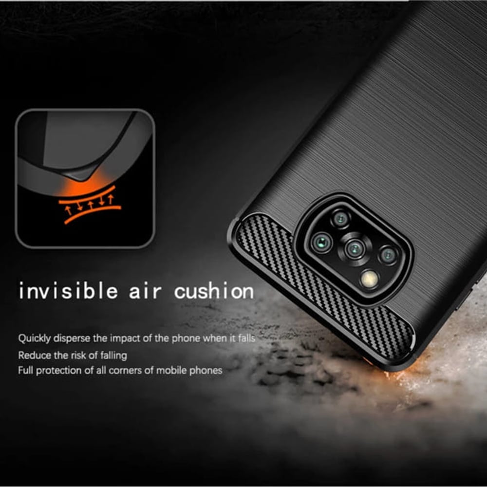 Techsuit Carbon Silicone - θήκη για Xiaomi Poco X3 - Μαύρο - Image 3