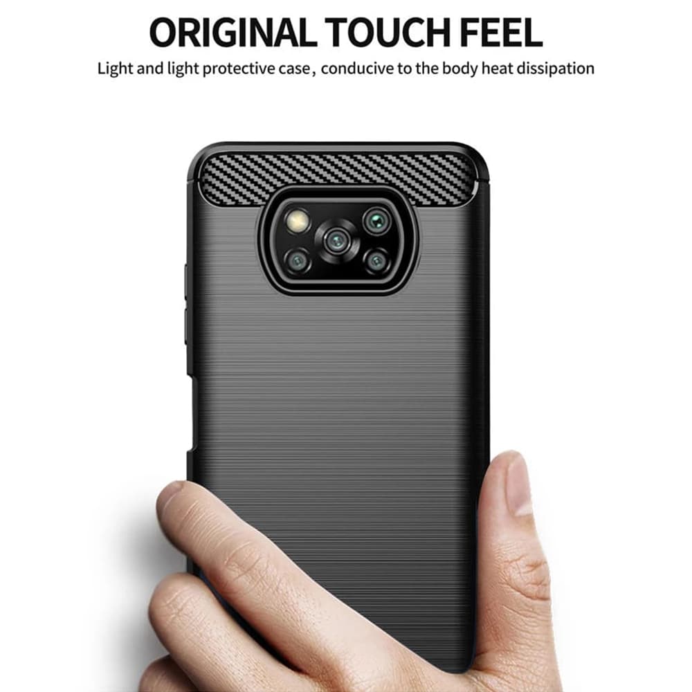 Techsuit Carbon Silicone - θήκη για Xiaomi Poco X3 - Μαύρο - Image 4
