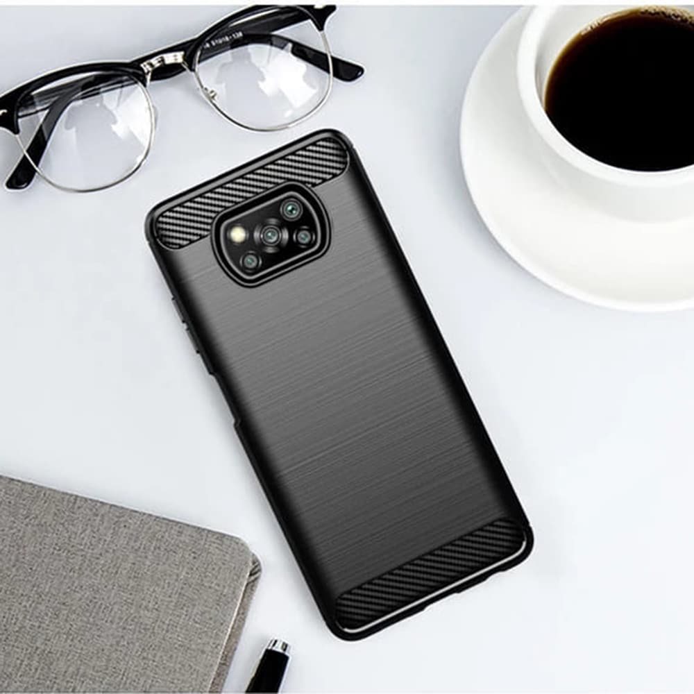 Techsuit Carbon Silicone - θήκη για Xiaomi Poco X3 - Μαύρο - Image 6