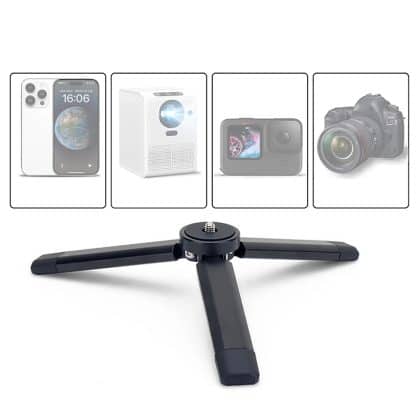 Techsuit - Mini Tripod (TPD2) - for Selfie Sticks, Universal, with 1/4 inch Screw, Aluminum Alloy - Black