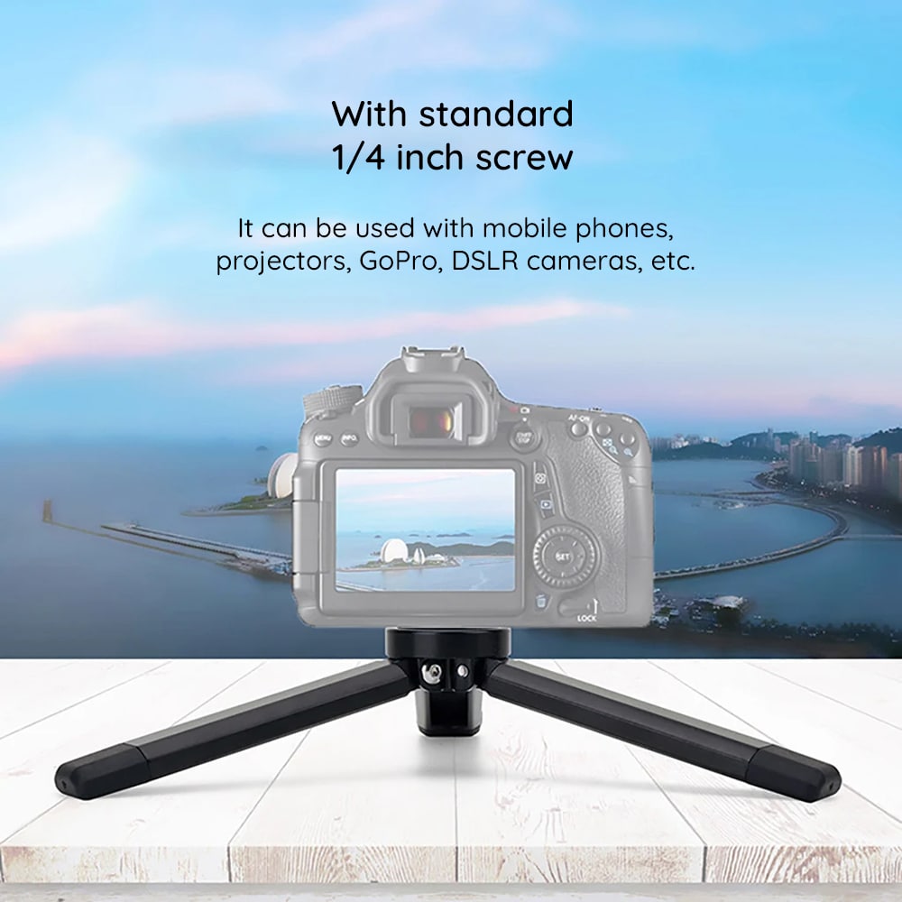Techsuit - Mini Tripod (TPD2) - for Selfie Sticks, Universal, with 1/4 inch Screw, Aluminum Alloy - Black - Image 5