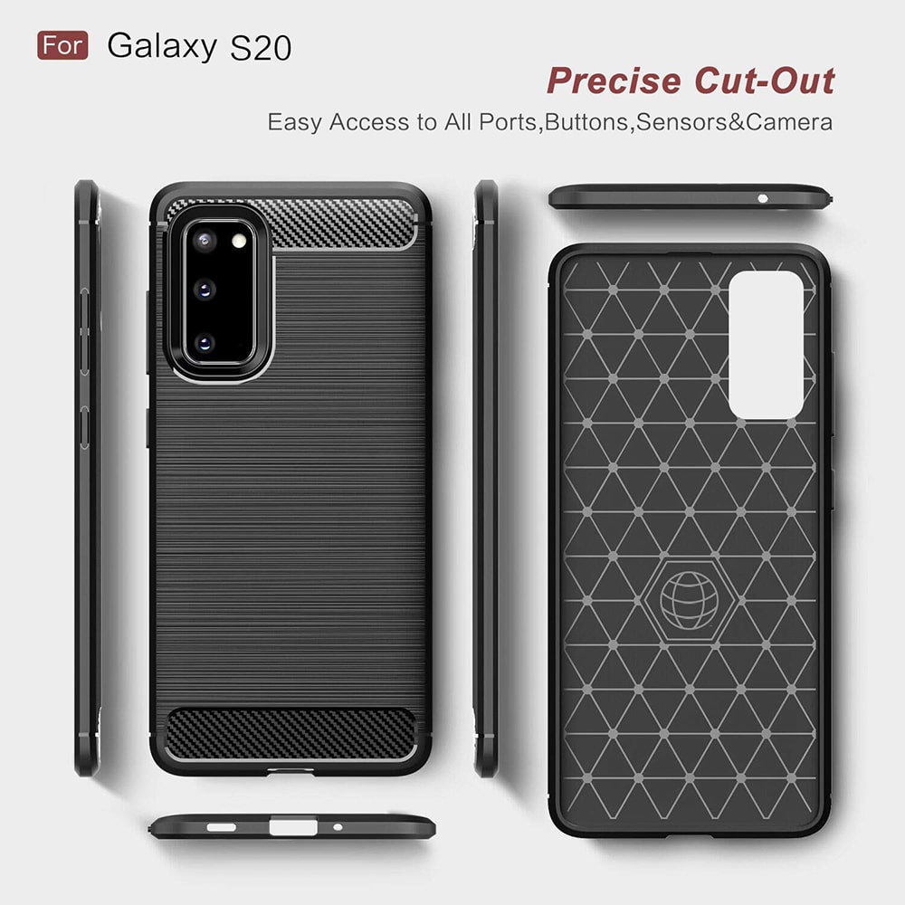 Techsuit Carbon Silicone - θήκη για Samsung Galaxy S20 - Μαύρο - Image 3