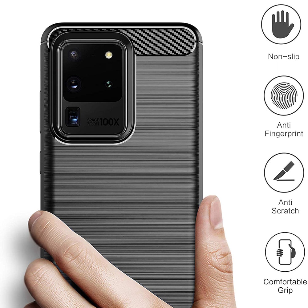 Techsuit Carbon Silicone - θήκη για Samsung Galaxy S20 Ultra - Μαύρο - Image 2