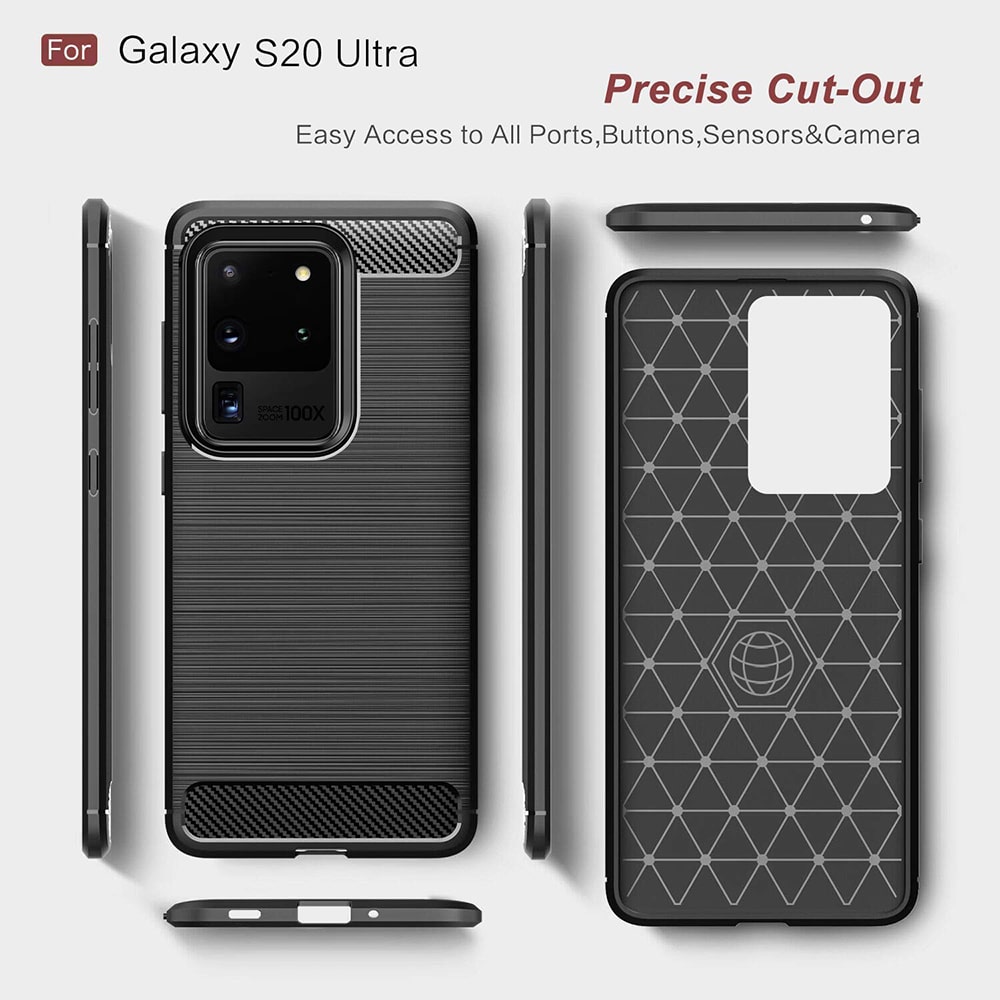Techsuit Carbon Silicone - θήκη για Samsung Galaxy S20 Ultra - Μαύρο - Image 3