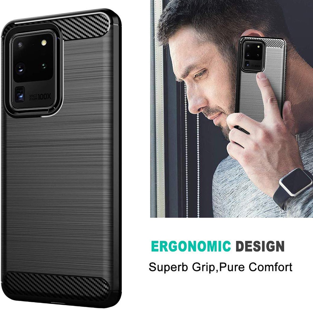 Techsuit Carbon Silicone - θήκη για Samsung Galaxy S20 Ultra - Μαύρο - Image 4