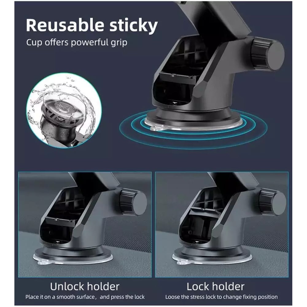 Techsuit - Car Holder (S113) - Gravity Grip for Dashboard, Windshield - Black - Image 5