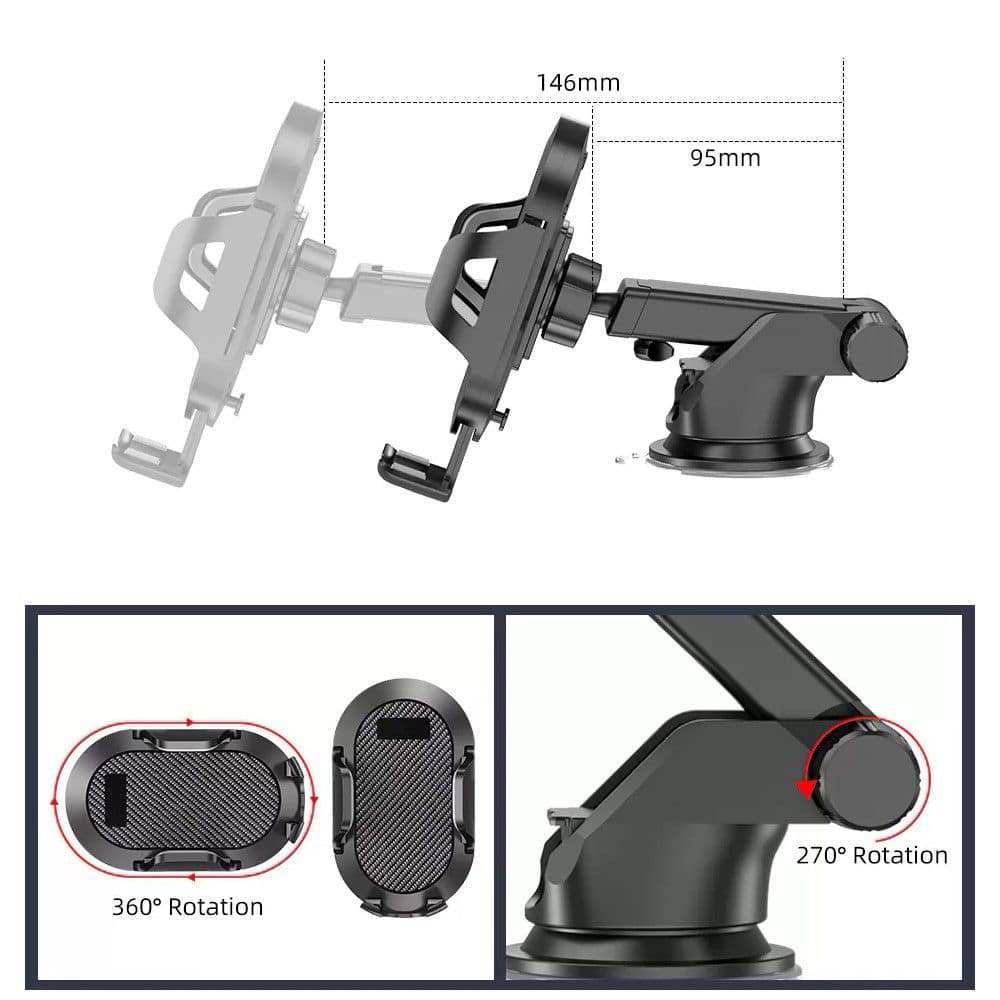 Techsuit - Car Holder (S113) - Gravity Grip for Dashboard, Windshield - Black - Image 6