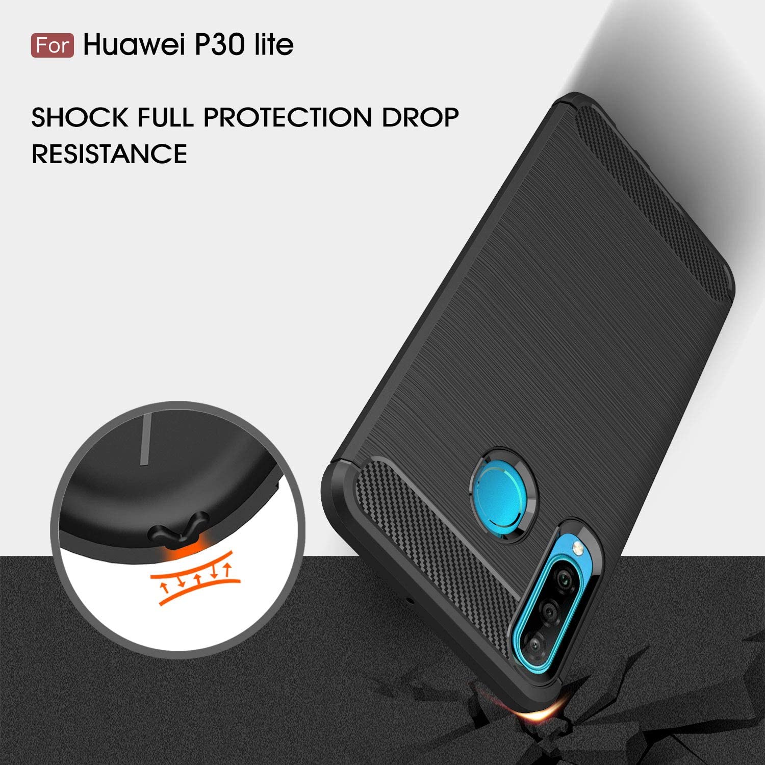 Techsuit Carbon Silicone - θήκη για Huawei P30 lite - Μαύρο - Image 5