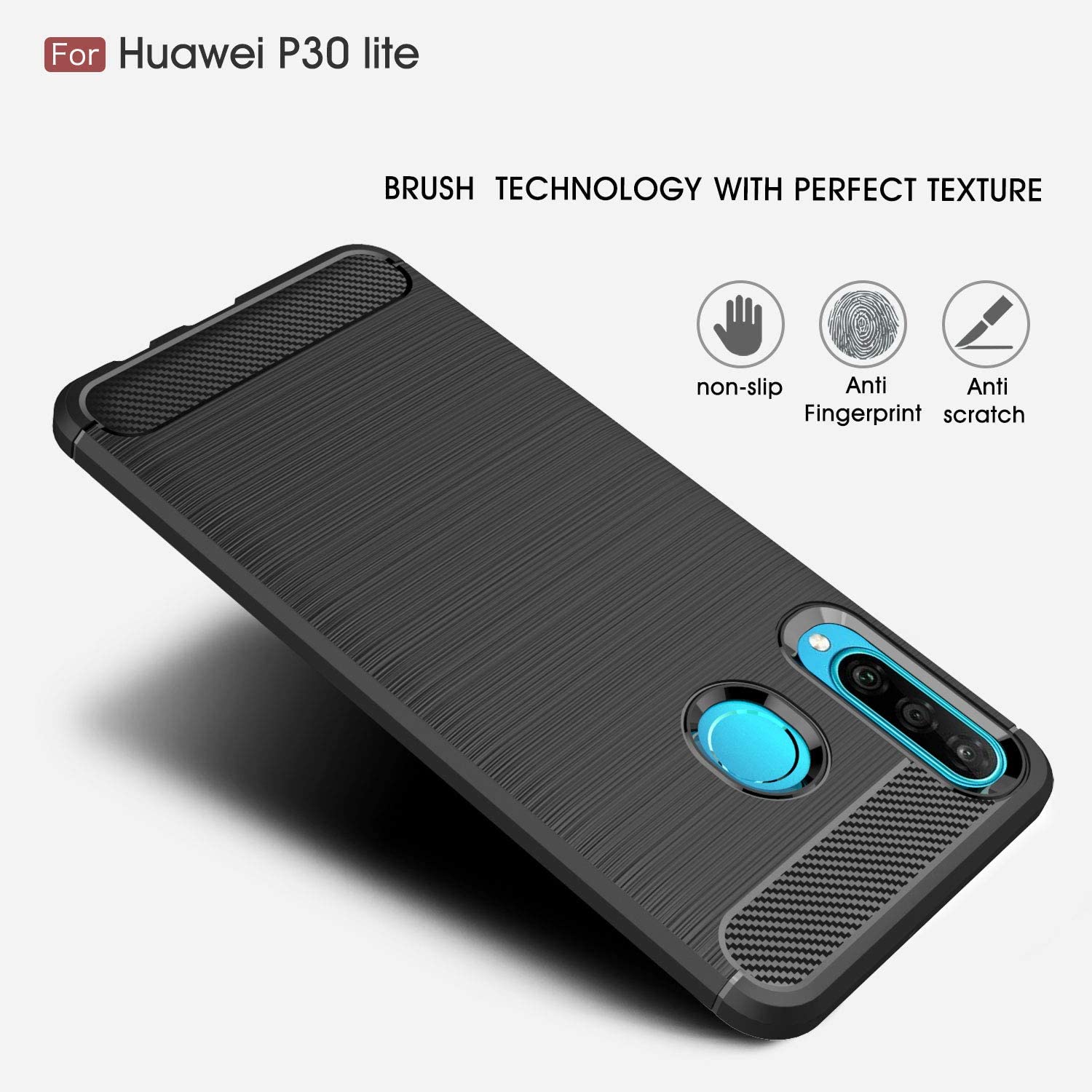 Techsuit Carbon Silicone - θήκη για Huawei P30 lite - Μαύρο - Image 6