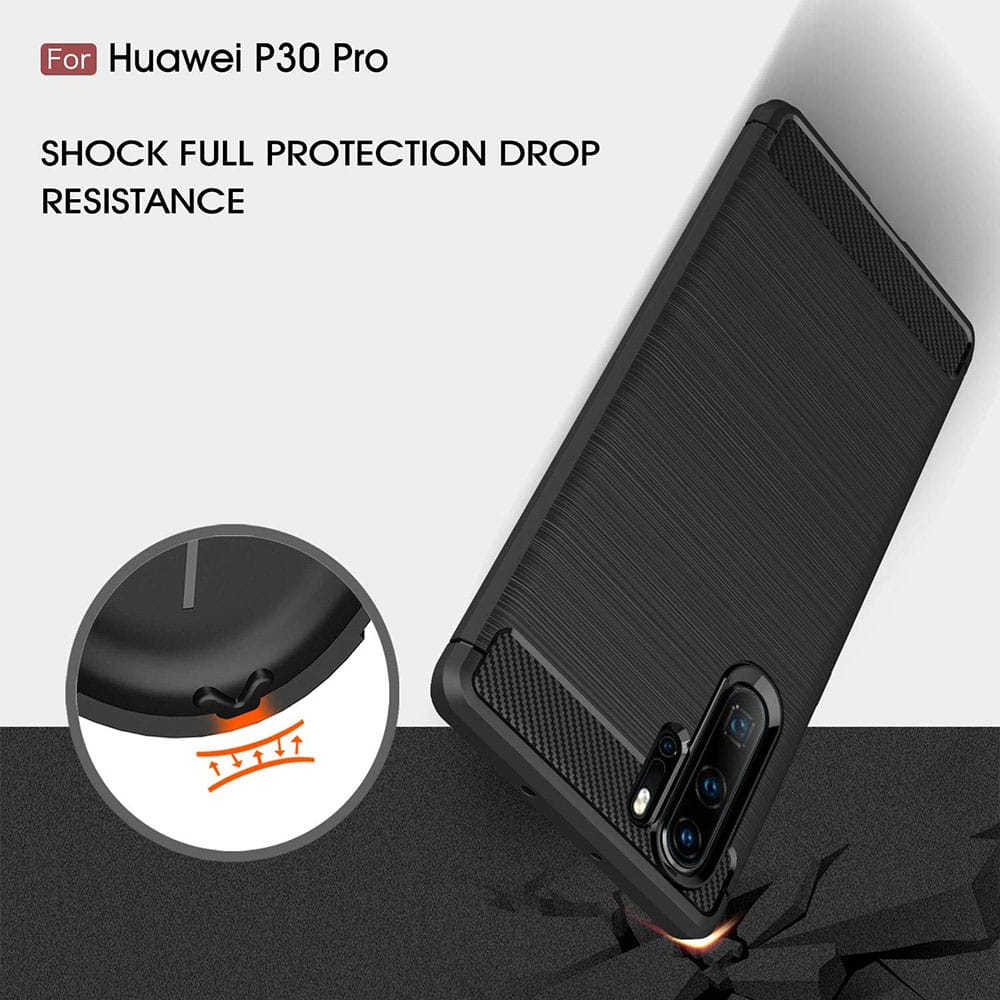 Techsuit Carbon Silicone - θήκη για Huawei P30 Pro - Μαύρο - Image 4