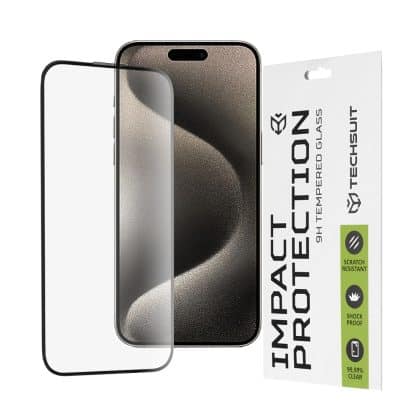 Techsuit - 111D Πλήρης Κάλυψη / Full Glue Γυαλί - iPhone 15 Pro Max - Μαύρο