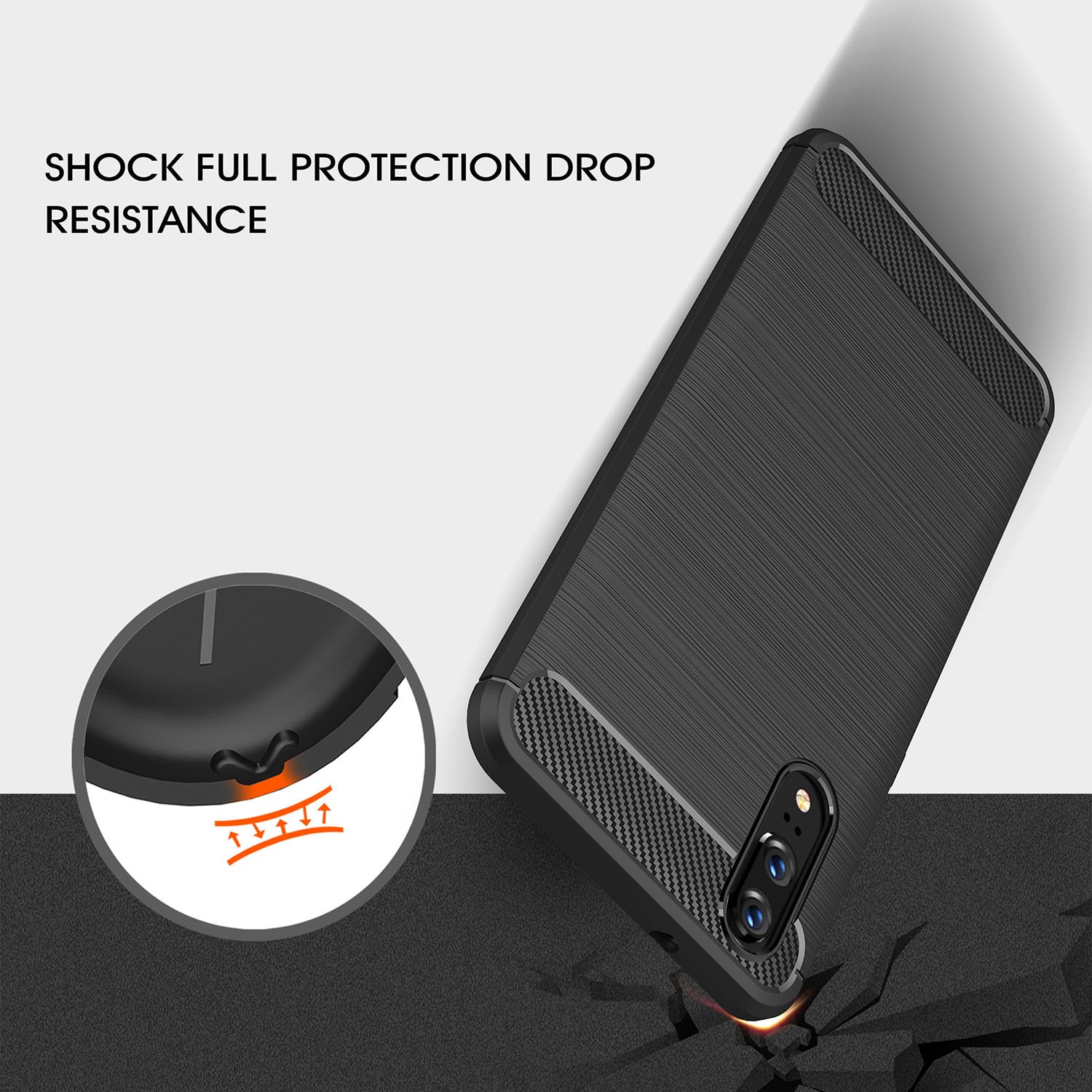 Techsuit Carbon Silicone - θήκη για Huawei P20 - Μαύρο - Image 2