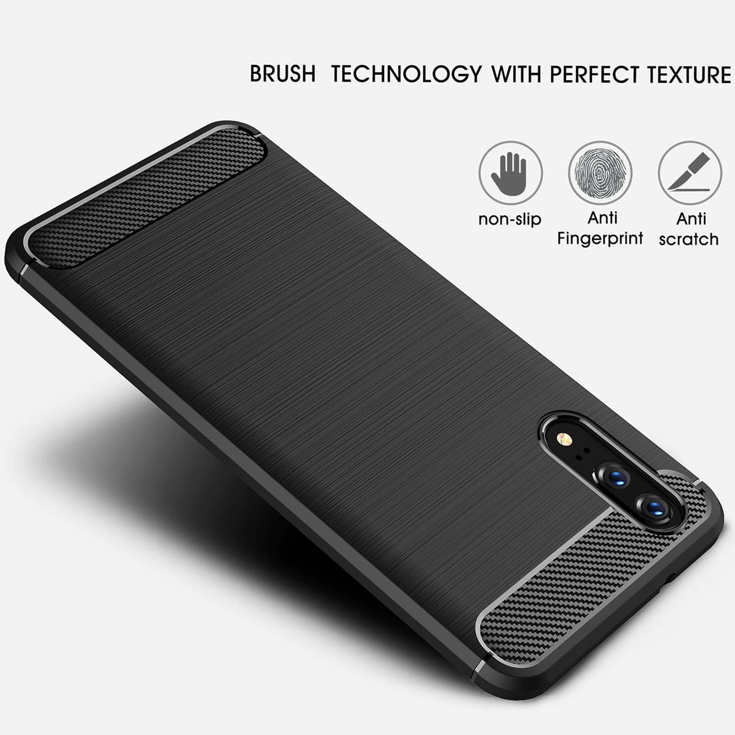 Techsuit Carbon Silicone - θήκη για Huawei P20 - Μαύρο - Image 4
