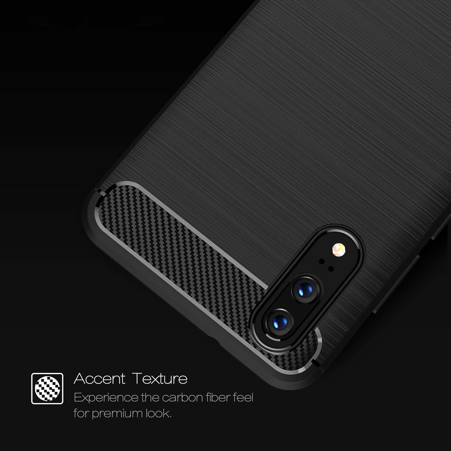 Techsuit Carbon Silicone - θήκη για Huawei P20 - Μαύρο - Image 5