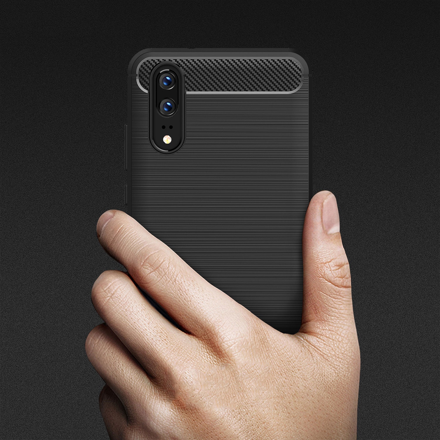 Techsuit Carbon Silicone - θήκη για Huawei P20 - Μαύρο - Image 6