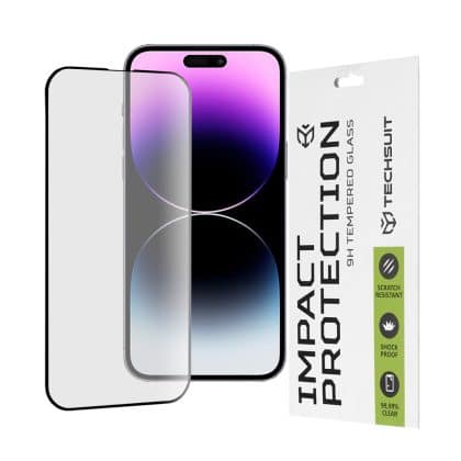 Techsuit - 111D Πλήρης Κάλυψη / Full Glue Γυαλί - iPhone 14 Pro Max - Μαύρο