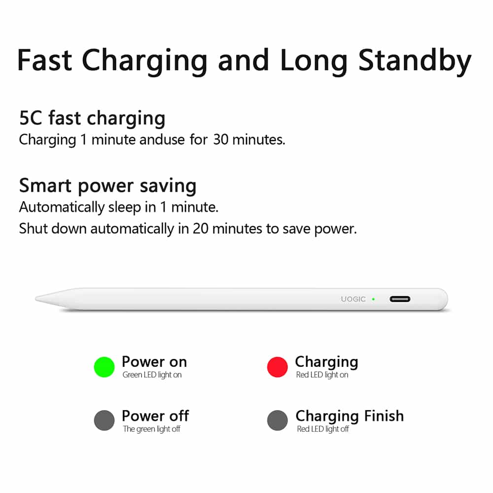 Techsuit Stylus Pen για Tablet, Bluetooth, Type-C, 130mAh, 5V, 0.2A, Palm Rejection, Tilt Pressure Sense - Λευκό - Image 5