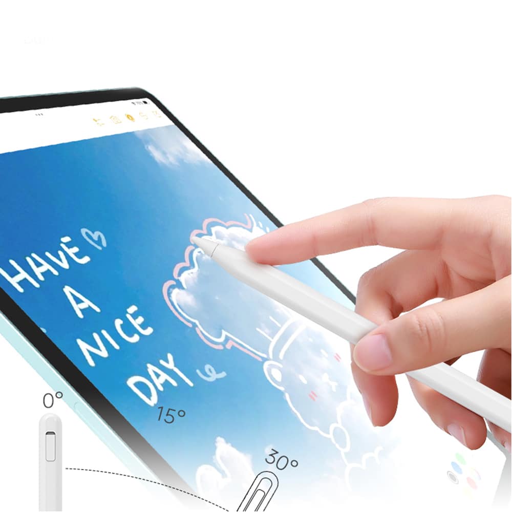 Techsuit stylus για ταμπλέτα, Bluetooth, Type-C, 130mAh, απόρριψη παλάμης, αίσθηση πίεσης κλίσης - Λευκό - Image 6