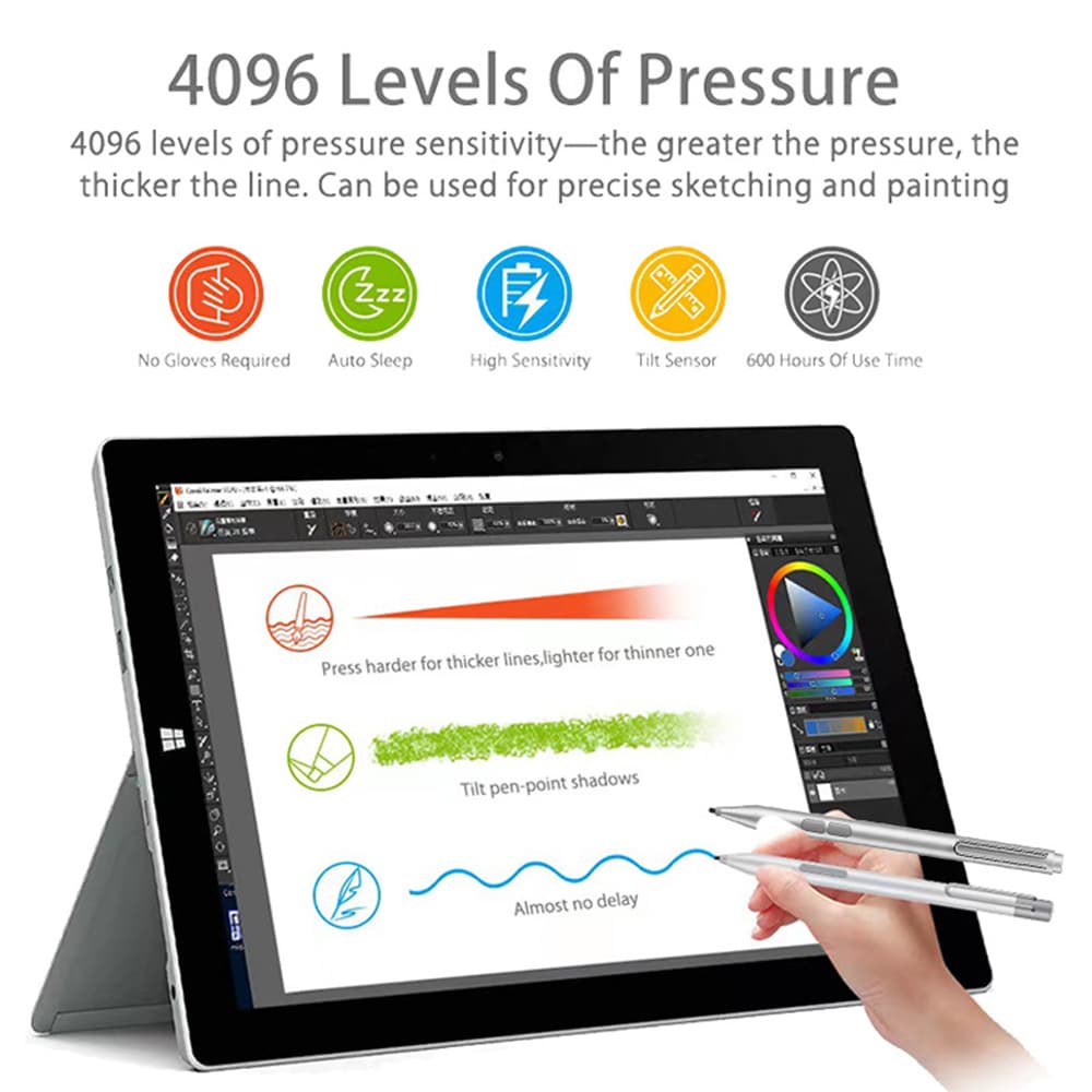 Techsuit Stylus Pen για Microsoft Surface Tablet, Palm Rejection, AAAA Μπαταρία, MPP1.51 - Μαύρο - Image 6