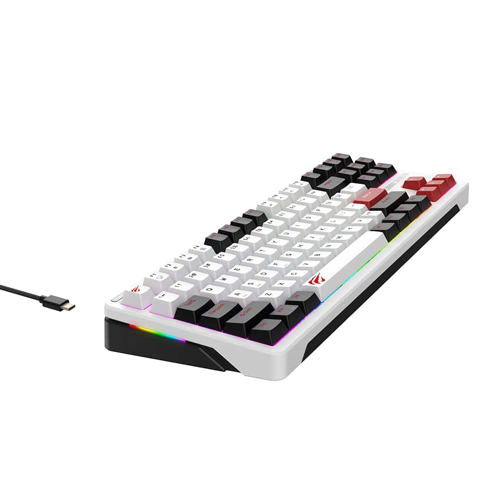 Havit - Gaming Keyboard (kb902l) - USB-C, With Rgb Lights, 1.8m, 200ma - Black / White / Red - Image 2
